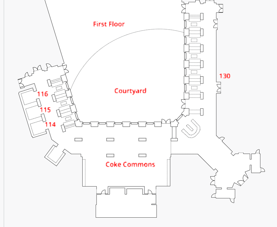GBS 1st floor breakout map - rooms 114, 115, 116