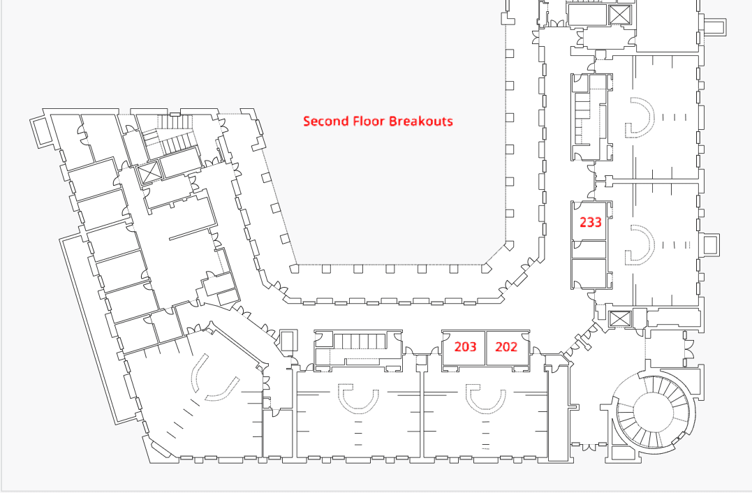 GBS 2nd floor breakout map - rooms 202, 203, 233
