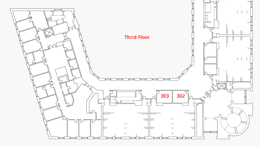 GBS 3rd floor breakout map - rooms 302, 303